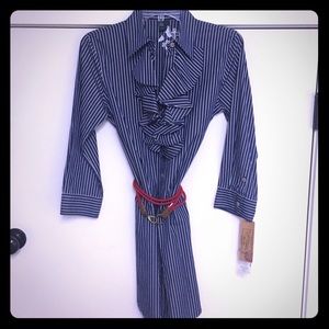 Blue & White Shirt Dress